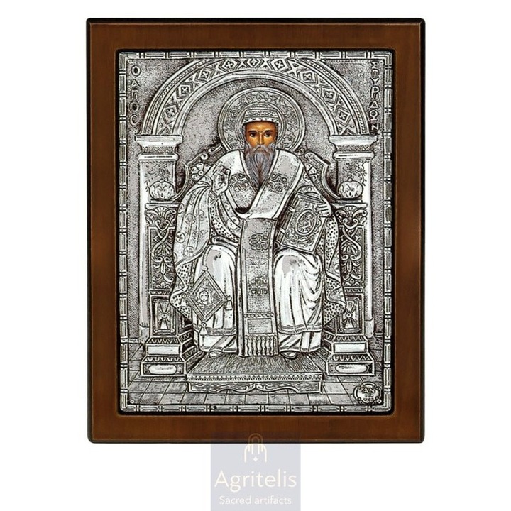 Icoana de argint 925, Sf. Spiridon, 23x17cm, lucrata manual