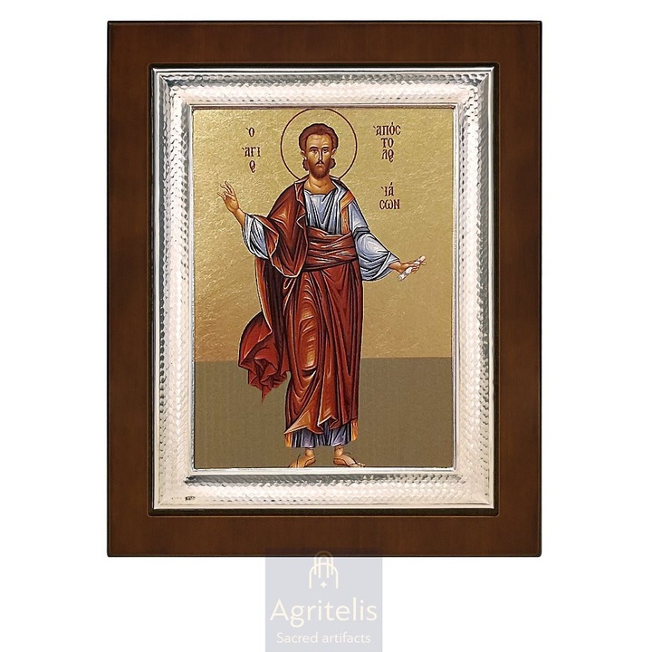 Icoana de argint 925, Agritelis, Sf. Iason, 26,5x21,5cm, lucrata manual