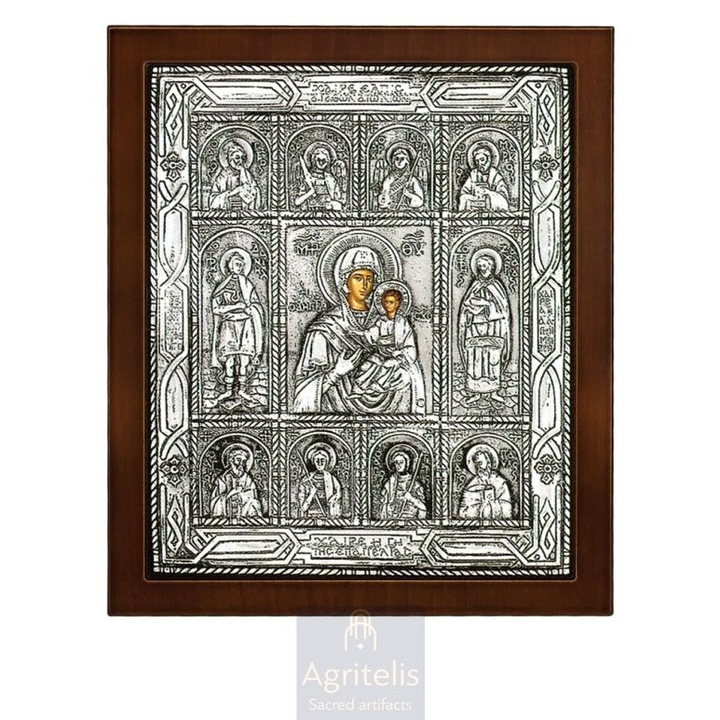 Icoana din argint 925, Agritelis, Fecioara Maria, 27x23cm, lucrata manual