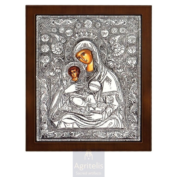 Icoana, Agritelis Sacred Artifacts, Fecioara Maria Dulceata Ingerilor, argint 925, 27x23cm