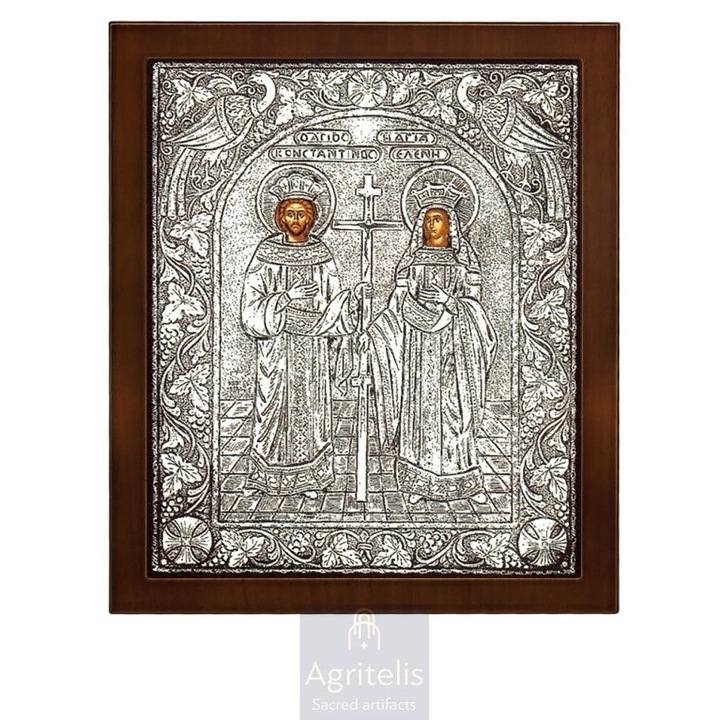 Icoana, Agritelis, Sfintii Constantin si Elena, argint 925, 27x23cm