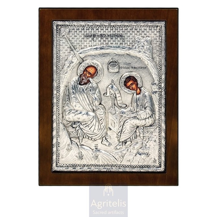 Icoana din argint 925, Agritelis, Pestera Revelatiei, 24x19cm, complet sculptata manual