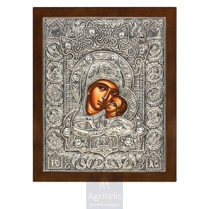 Icoana, Agritelis, Fecioara Maria, Sarutul Dulce, argint 925, 31x25cm