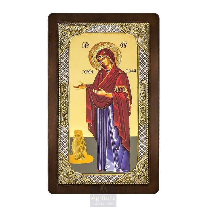 Iconita Panagia Elder 28.5x16.5cm, Argint 925, Sculptata Manual