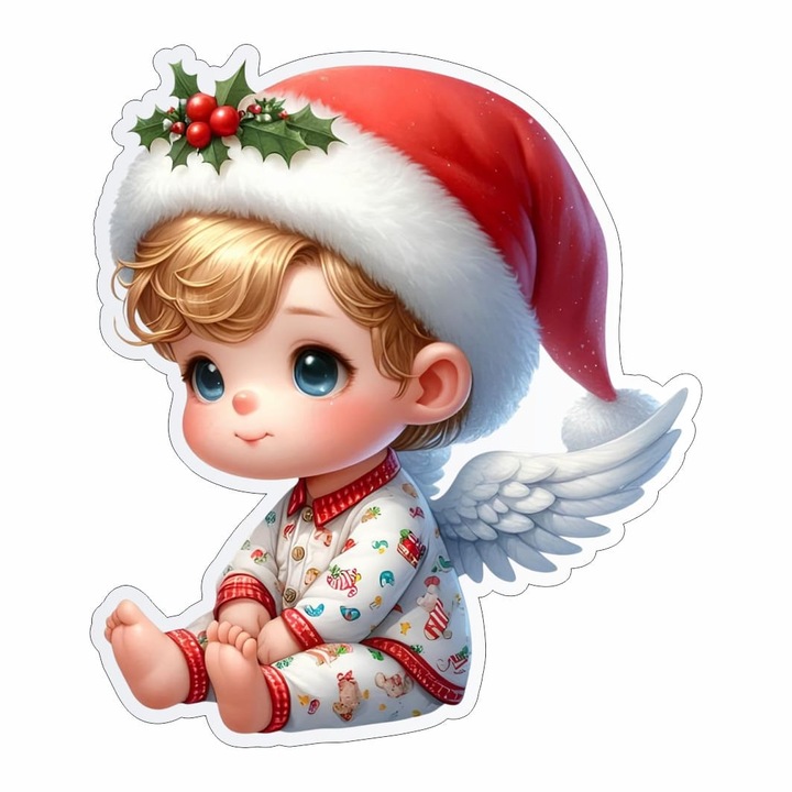 Figurina Lemn Craciun, Inger, Baietel, 8x7cm, FLC015