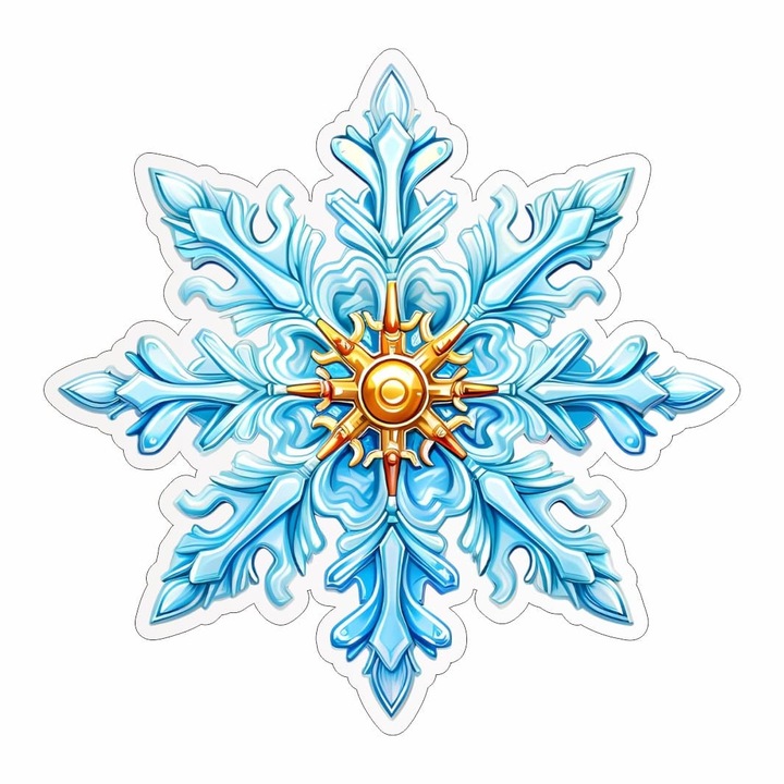 Figurina Lemn Craciun, Fulg, Auriu, 8x8cm, FLC009