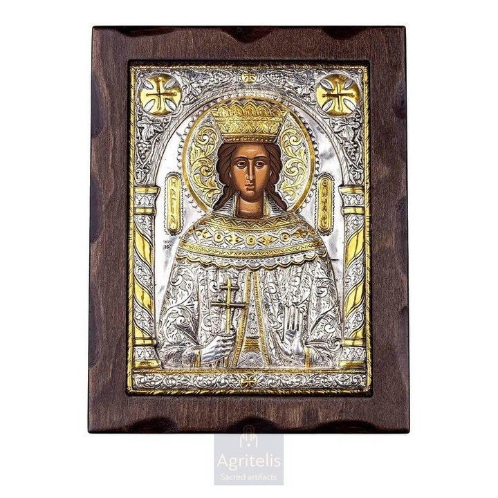 Iconita Sfanta Irene, Agritelis, argint 925, 25x19.5cm, lucrata manual