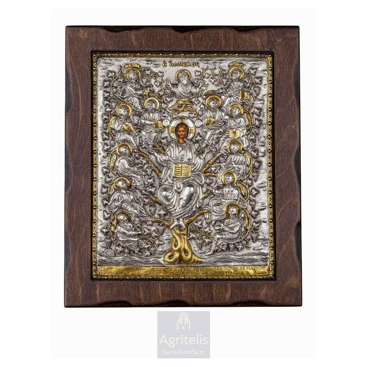 Iconita din argint 925, Agritelis, Vita, 29.5x24.5cm, complet sculptata manual