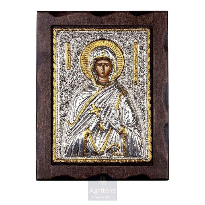 Iconita din argint 925, Saint Paraskevi, 25x19.5cm, lucrata manual