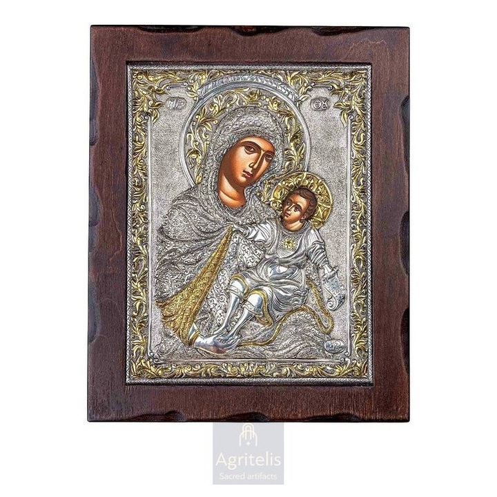 Iconita Panagia 34x28cm, argint 925, complet sculptata manual