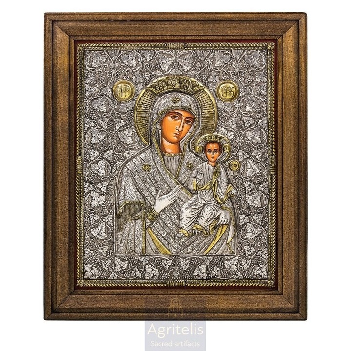 Icoana Panagia Neintinereasca 48x40cm, Argint 925, Sculptata Manual