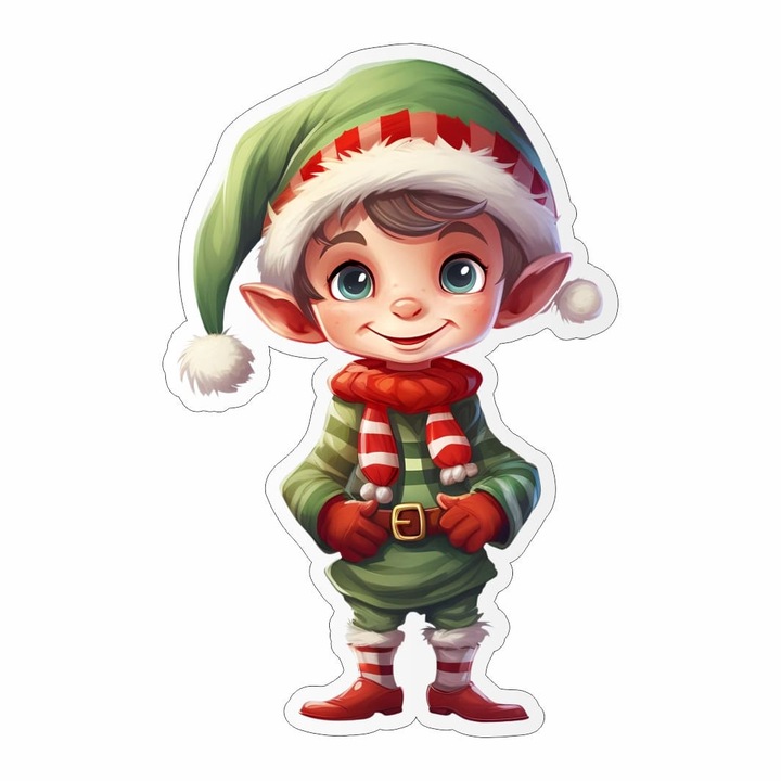 Figurina Lemn Craciun, Elf, Baiat, 8x5cm, FLC005