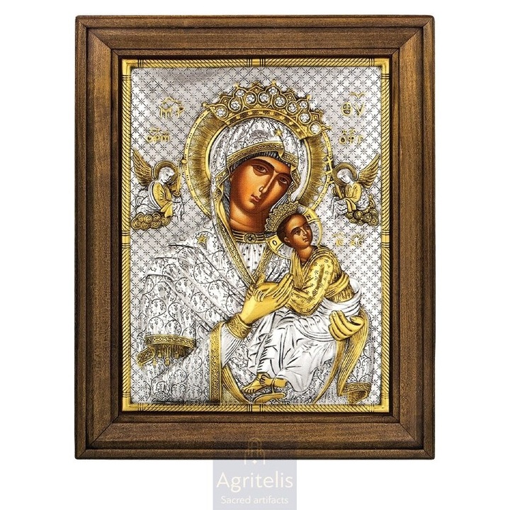 Icoana Panagia Neimputinata 58x45cm, Argint 925, Sculptata Manual