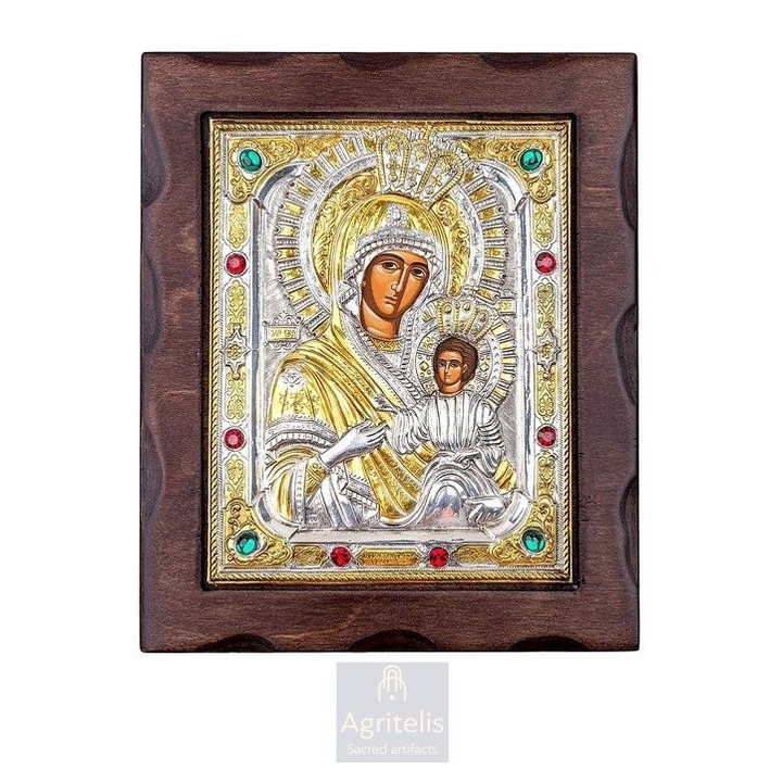 Iconita Panagia Portaitissa 26.5x22cm, Argint 925, Sculptata Manual