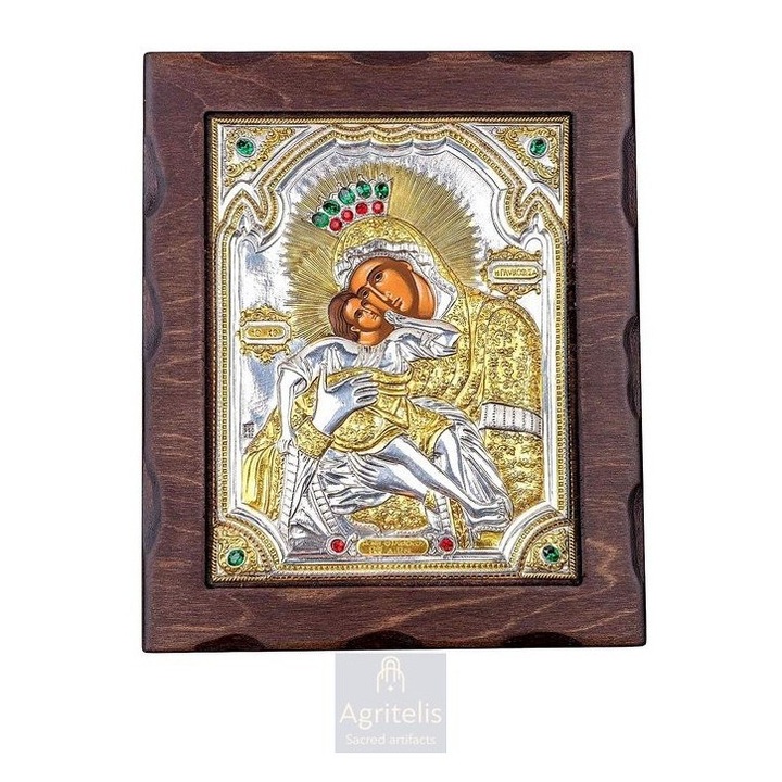 Iconita Panagia Glykofilousa 26.5x22cm, argint 925, lucrata manual