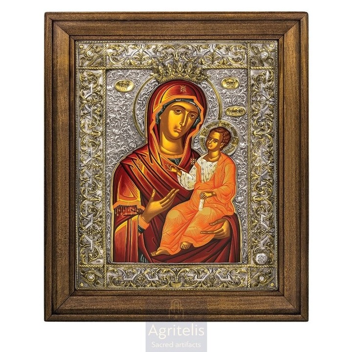 Tablou Panagia Odigitria, Agritelis Sacred Artifacts, 925 o argint solid, 50x40cm, sculptat manual