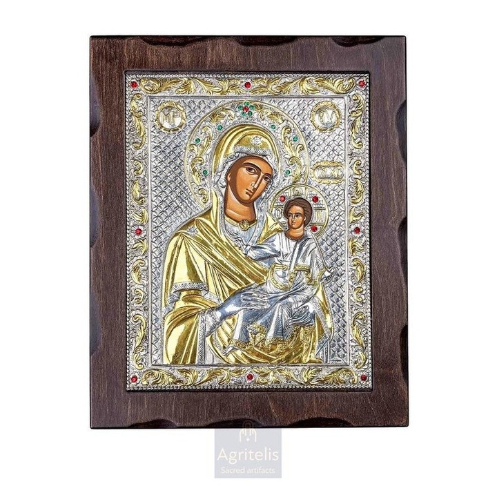 Iconita Panagia the Unfading 34.5x28cm, Argint 925, Sculptata Manual, Arta Sacra Agritelis