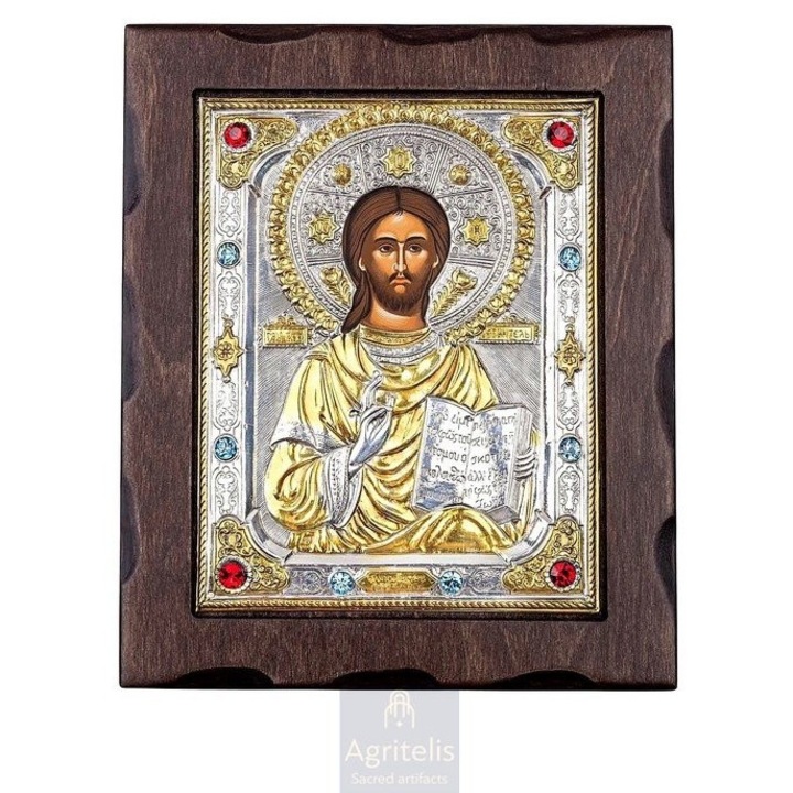 Icoana, Agritelis Sacred Artifacts, Hristos, argint 925, 26.5x22cm
