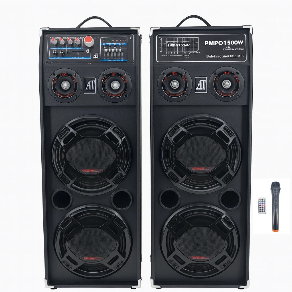Boxe Profesionale AT Performance AT-2304, 1500W, Bluetooth, USB, set de 2 bucăți, Dimensiuni 54x33.3x84.3cm