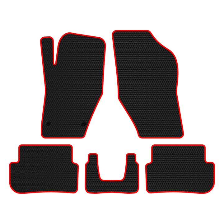 Set Covorase Auto dedicate Peugeot 308 CC I (2009–2015) Cabrio all seasons perfect compatibile, 5 piese, Rosu / Negru