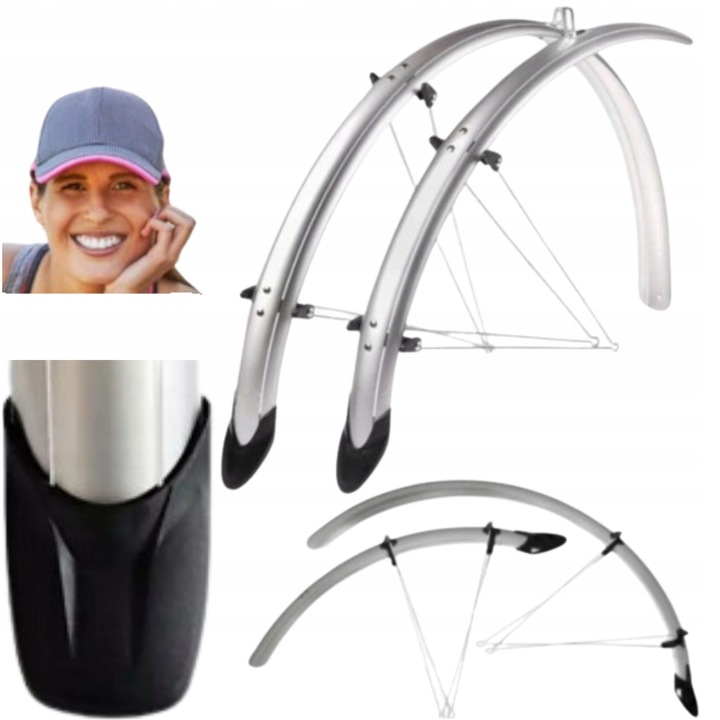 Set Aripi Bicicleta Orion 28'' Argintiu 2024, Protectie Completa, Material Plastic