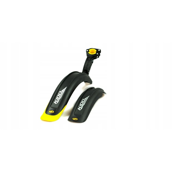 Aparatori bicicleta copii KIDO PRO, Simpla, 20 inch, negru/galben, set