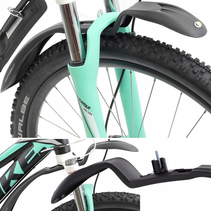Aripă de bicicletă Simpla Raptor, universală 24-28 inci, neagră, set cu suport SPEED și antinoroi cauciuc