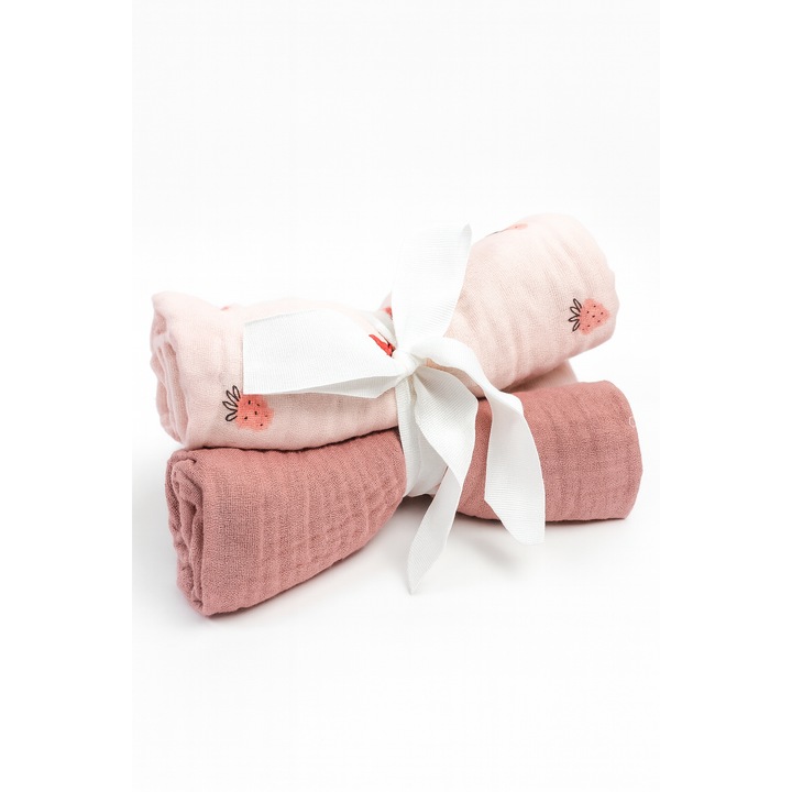 Set 3 paturici muselina, 60x60 cm, certificate, super-soft, 100% bumbac, multicolor, fetite