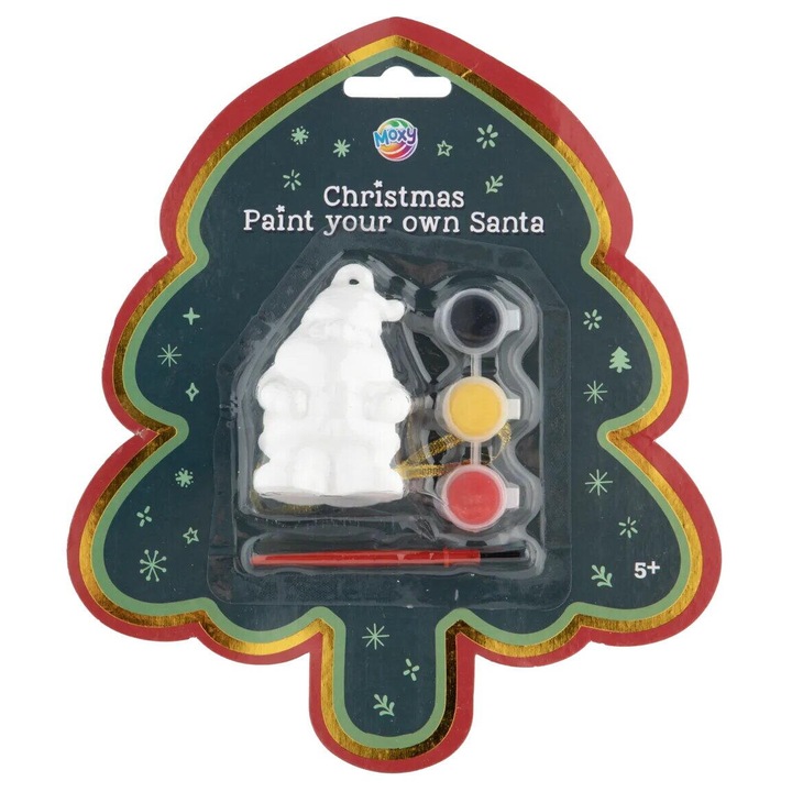 Set joc educativ Moxy, pictură Mos Crăciun, 3 vopsele acrilice, pensulă, 22.5x19.5x3.0cm