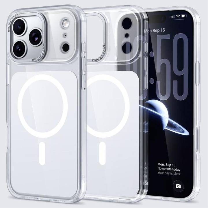 Квадратен калъф MagSafe, За iPhone 17 Pro, Твърд калъф, Противоударен, Бял