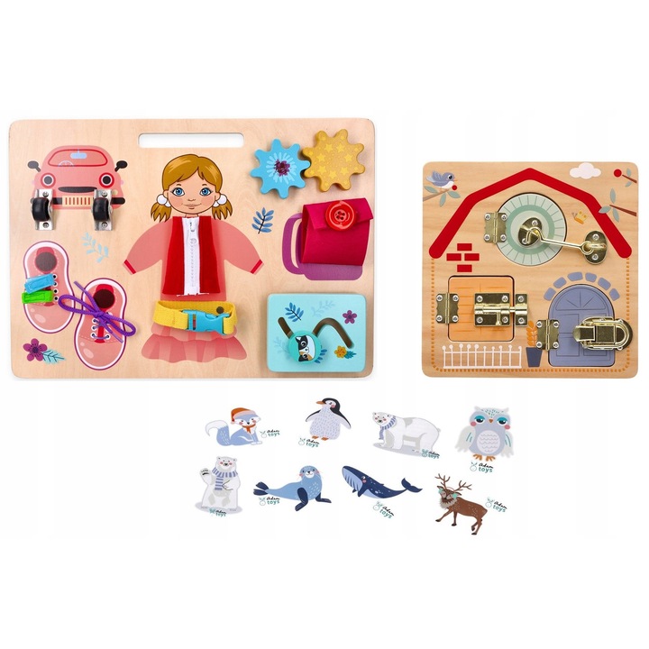 Set Tabla Motrica "Ania" si Tabla "Copiii Lumii", cu aplicatii textile, multicolor, 3+ ani