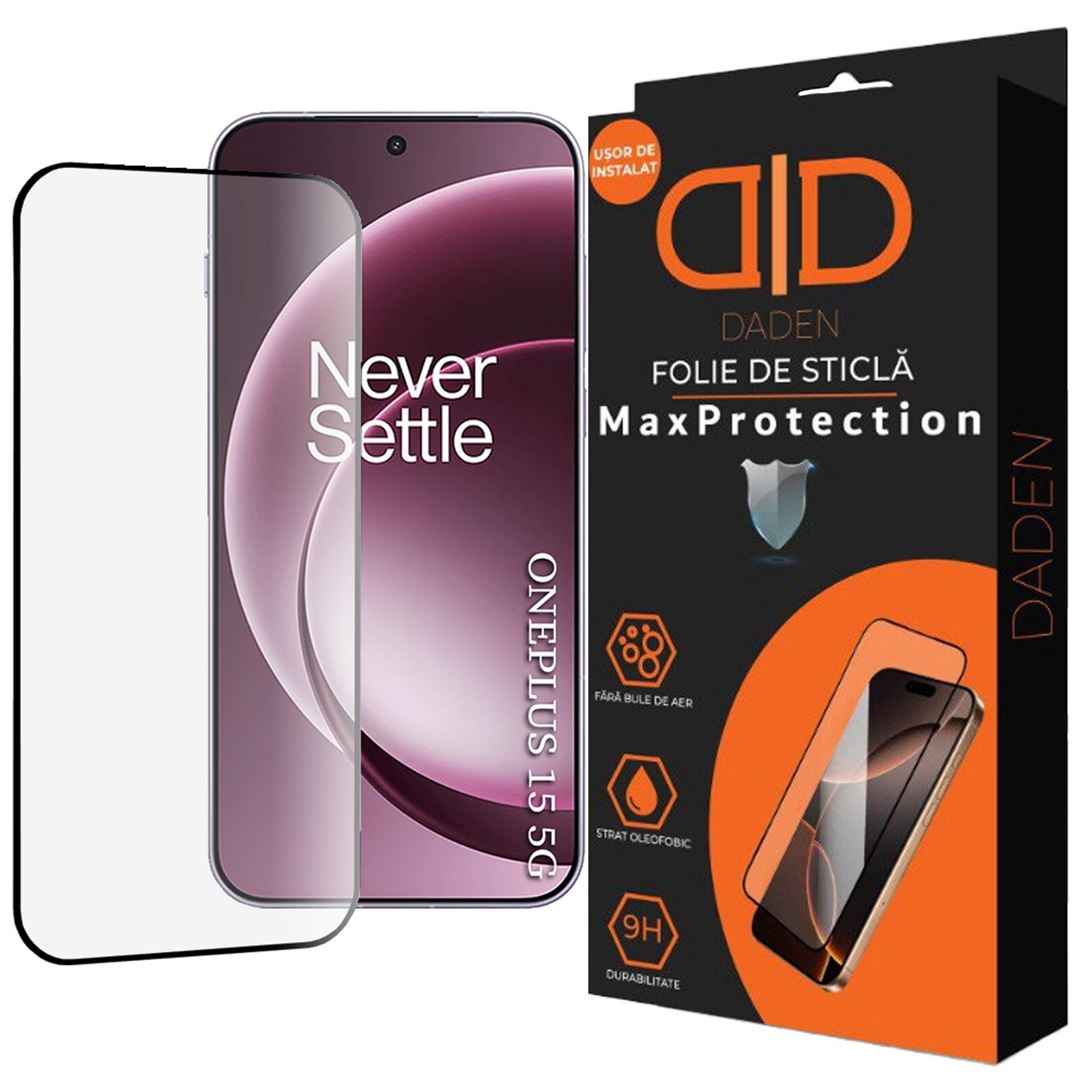 Folie Sticla pentru OnePlus 15 Daden MaxProtection, Full Cover, Protectie Profesionala, Ultra Rezistenta, Calitate Premium, Transparenta