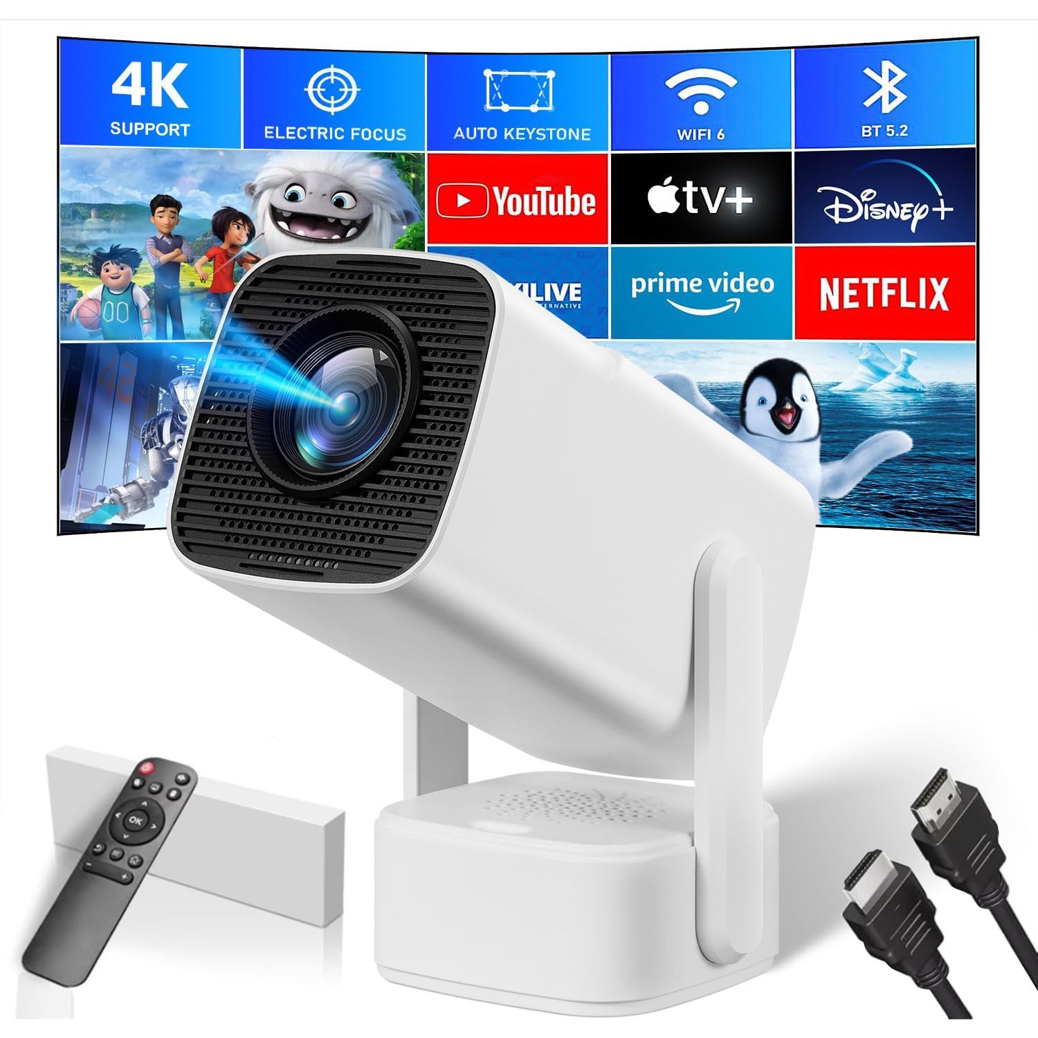 Videoproiector portabil PRESOMA®, 350ANSI, 20000 lumeni, Android