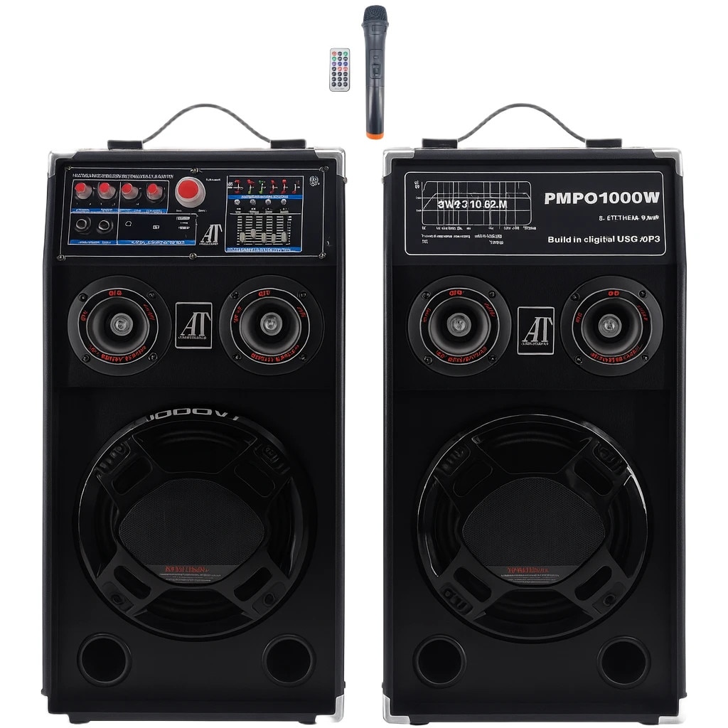 Sistem Audio Profesional AT-283 cu Bluetooth, USB, Radio FM si Karaoke – 1000W