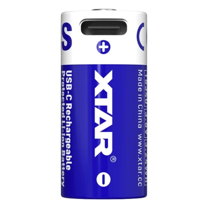 Батерия Li-ion 16340, XTAR, 900mAh, USB-C, 3.7V, 16.5x34mm