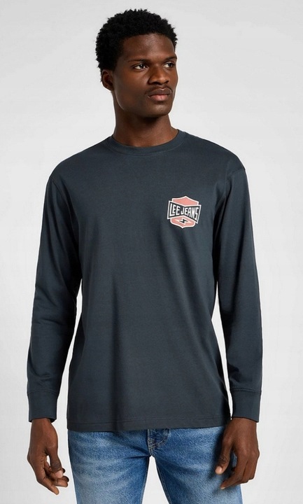 Férfi póló, Lee, túlméretezett, logó mintás, fekete, pamut