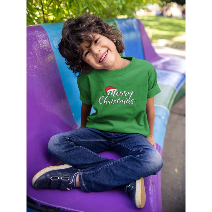 Unisex 100% pamut gyermek póló Karácsonyi kollekció – Grincs, Karácsony és Ünnepi karakterek mintákkal fiúknak és lányoknak 74609, Zöld