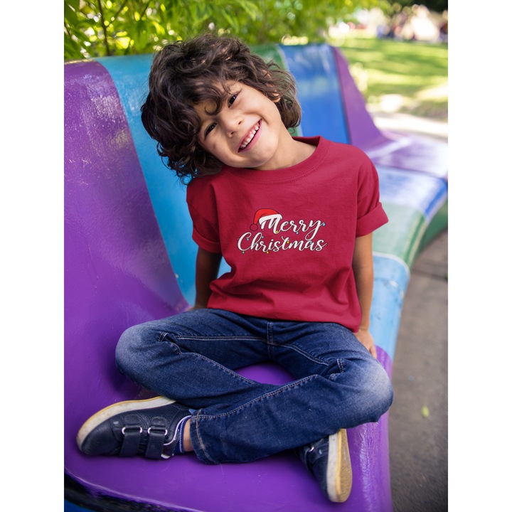 Unisex 100% pamut gyermek póló Karácsonyi kollekció – Grincs, Karácsony és Ünnepi karakterek mintákkal fiúknak és lányoknak 74609, Piros