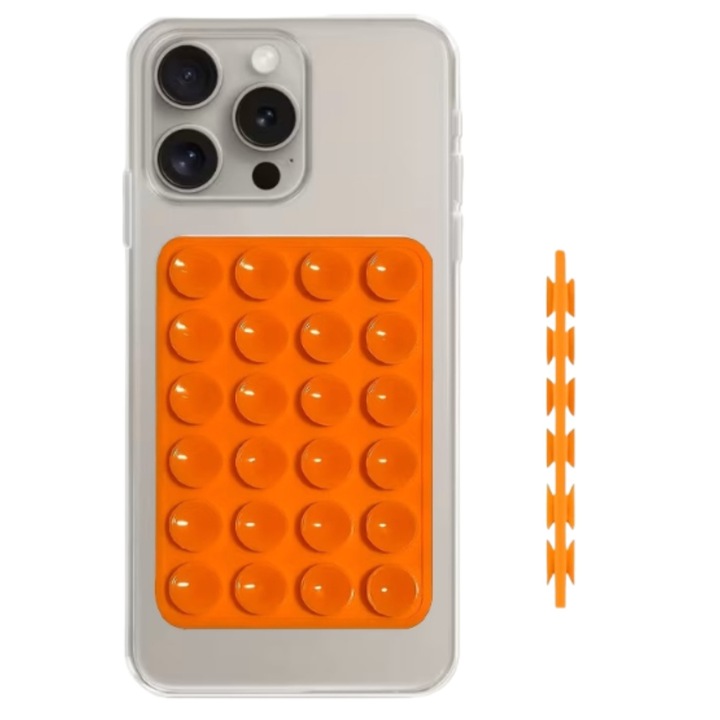 Suport Lemontti Silicon Duo cu ventuze pentru telefon Portocaliu