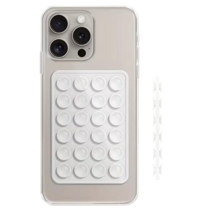 Suport Lemontti Silicon Duo cu ventuze pentru telefon Alb