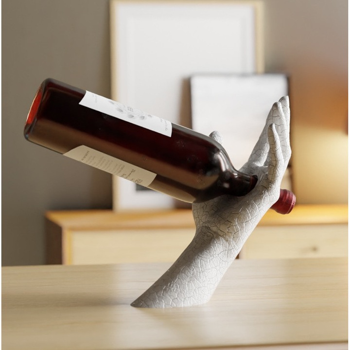 Suport sticla de vin model mana, cadou barbati, printat 3D, Dual Stax®™