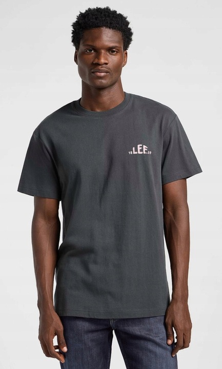 Férfi póló, Lee, LOGO TEE, pamut, fekete, rövid ujjú