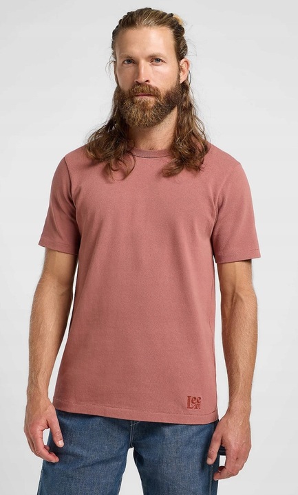 Férfi póló, Lee, 101 CORE TEE, normál fazonú, korall, pamut, S INTL