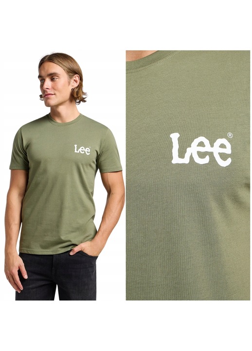 Lee MEDIUM WOBBLY LEE TEE olívazöld pamut póló logóval M