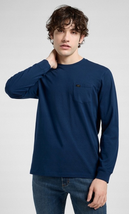 Férfi póló, Lee, POCKET TEE, pamut, kék, normál szabás