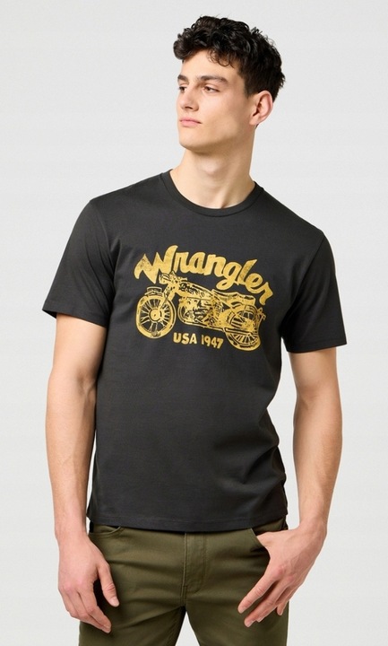 Férfi póló Wrangler, Americana Tee, fekete, pamut