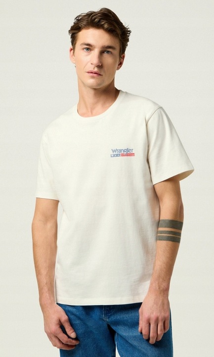 Férfi póló, Wrangler, SMALL AMERICANA TEE, pamut, fehér, rövid ujjú, normál fazon, 2XL INTL