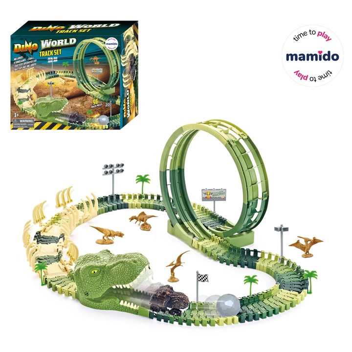 Mamido Pista de curse de dinozauri cu bucla 96 de piese MT1519