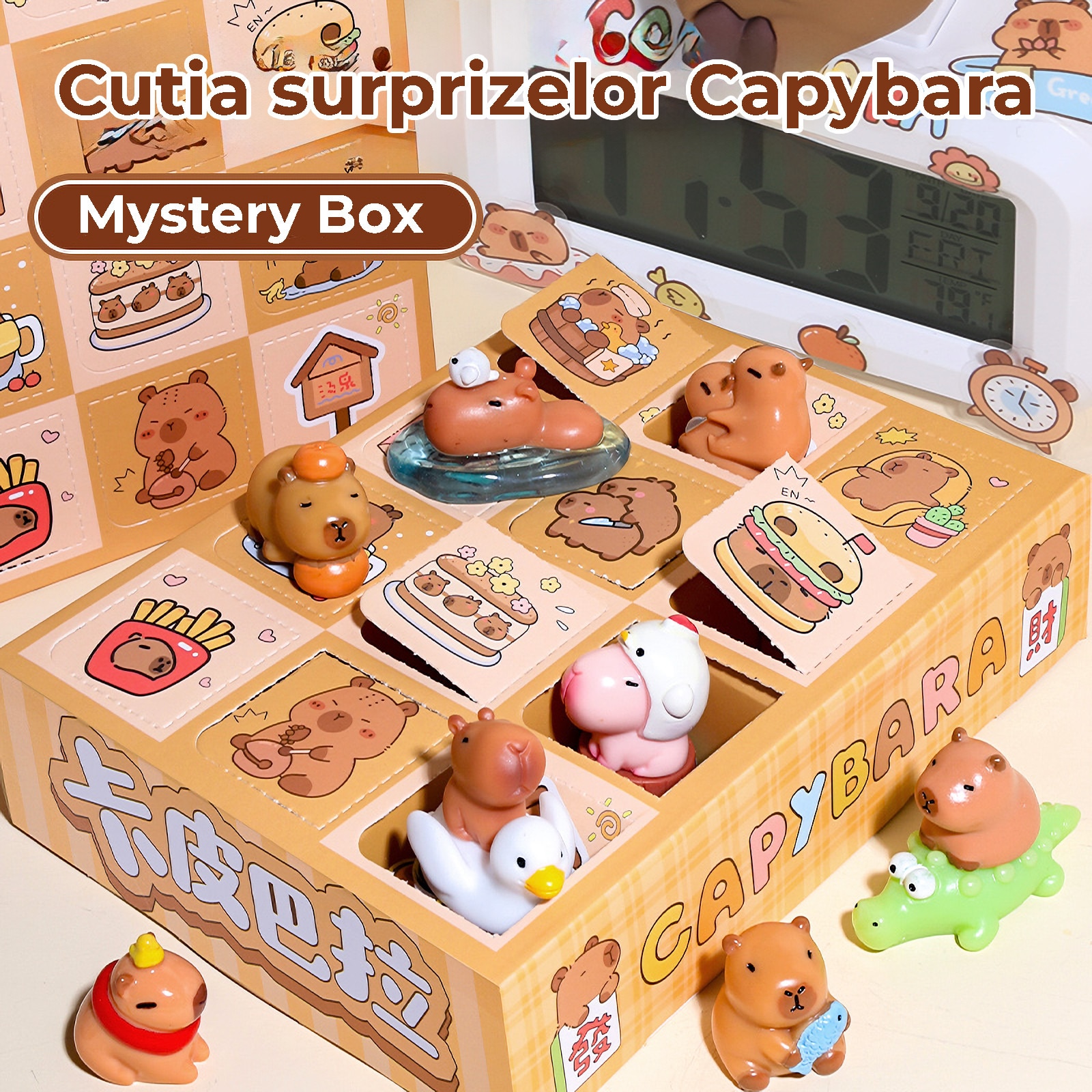 Set Cadou Jucarie Capybara Miraza, 12 Mini Figurine, Cutie