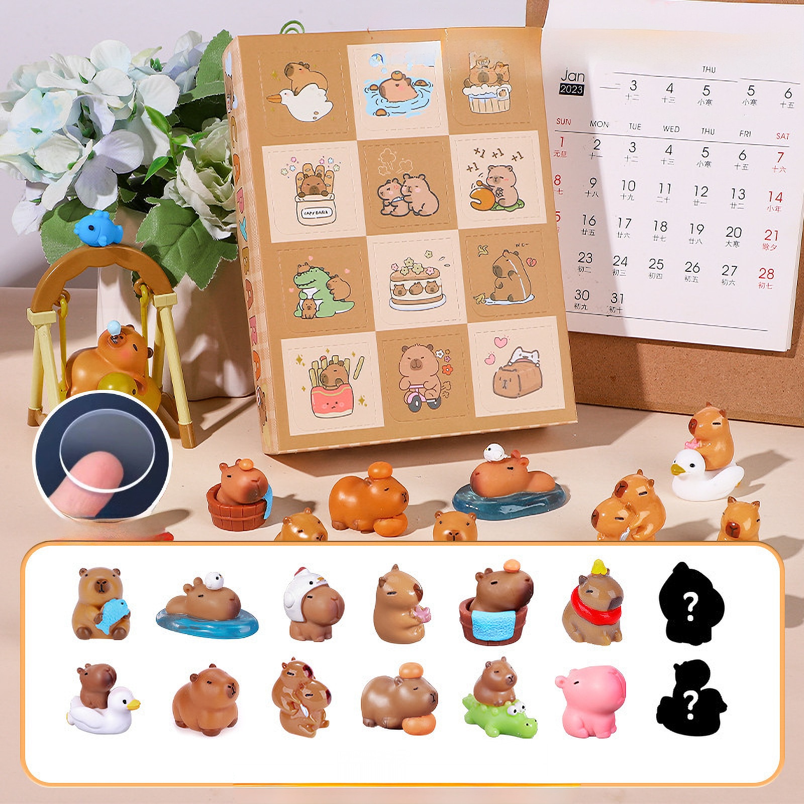 Set Cadou Jucarie Capybara Miraza, 12 Mini Figurine, Cutie